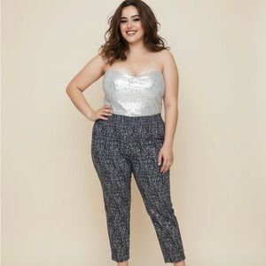 Elegant Silver and Black Cropped Jumpsuit